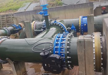 DN1200 pipework complete with valves, assembly in position (area 5 pipe assembly)